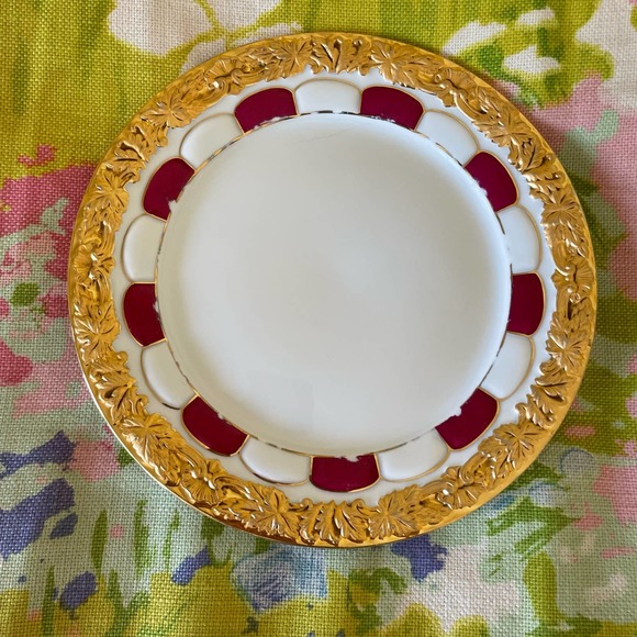 Vintage Meissen dessert plate rare golden Pink and Gold - Picture 8 of 11